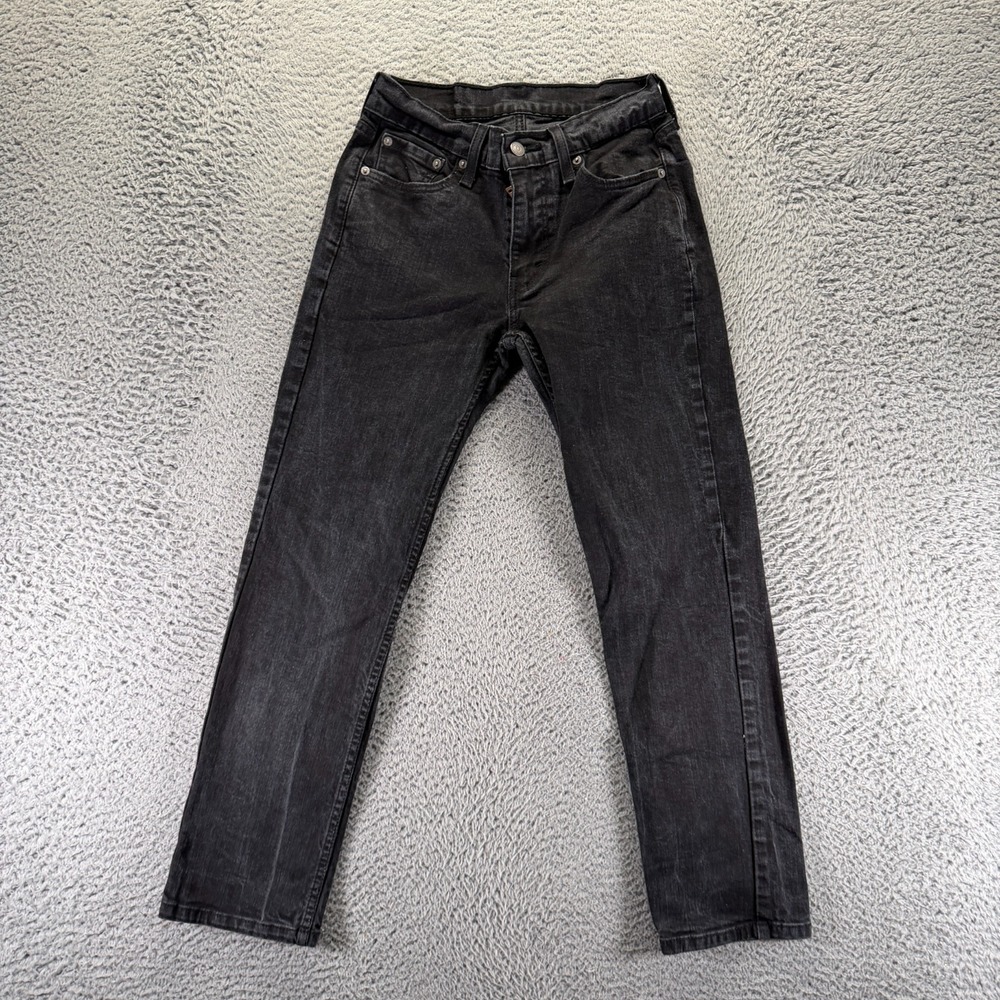 Levi's 514 Jeans Mens 28x27 Black Cotton Denim Straight Workwear Travel Stretch